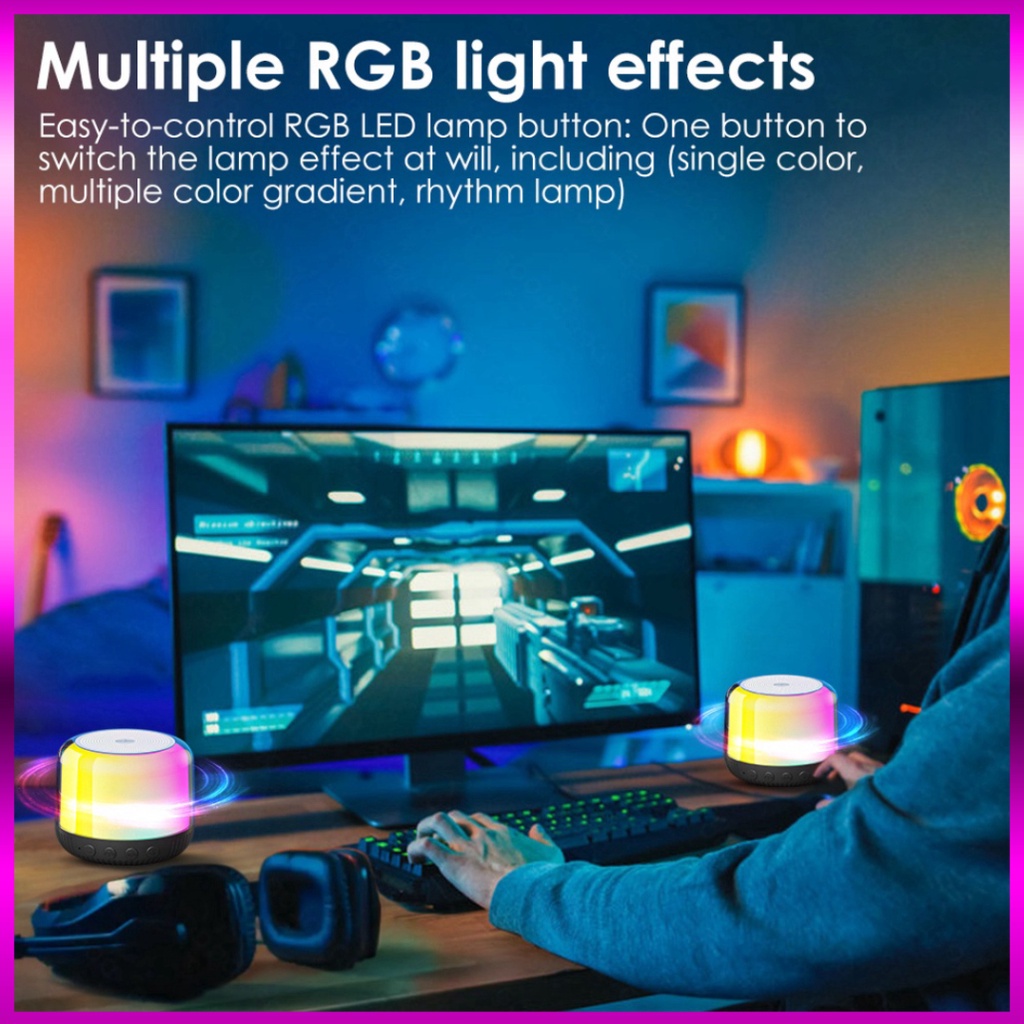 Goojodoq Loa Bluetooth Mini Không Dây Di Động TWS HiFi USB Ngoài Trời Loa Nghe Nhạc Vòm Bass Thẻ TF Chơi Loa có đèn led