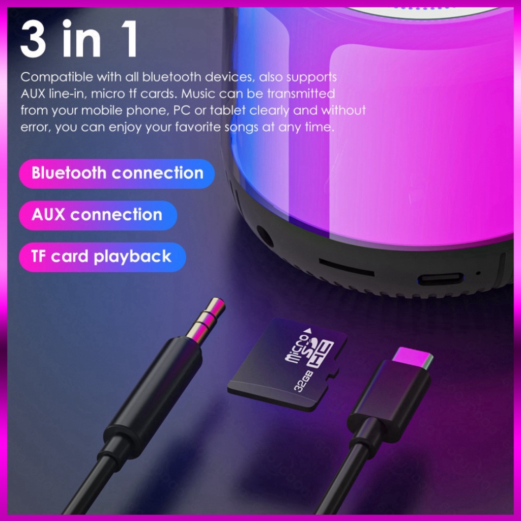 Goojodoq Loa Bluetooth Mini Không Dây Di Động TWS HiFi USB Ngoài Trời Loa Nghe Nhạc Vòm Bass Thẻ TF Chơi Loa có đèn led