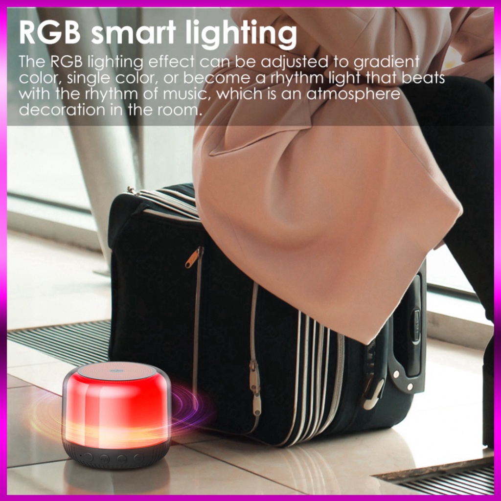 Goojodoq Loa Bluetooth Mini Không Dây Di Động TWS HiFi USB Ngoài Trời Loa Nghe Nhạc Vòm Bass Thẻ TF Chơi Loa có đèn led