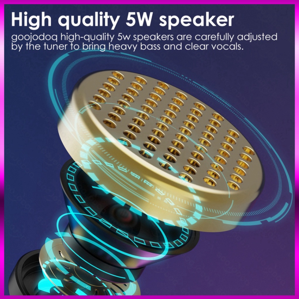 Goojodoq Loa Bluetooth Mini Không Dây Di Động TWS HiFi USB Ngoài Trời Loa Nghe Nhạc Vòm Bass Thẻ TF Chơi Loa có đèn led