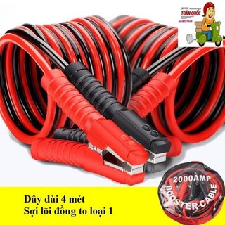 Dây Câu Kích Bình Ắc Quy Cứu Hộ Ô Tô Xe Hơi Khẩn Cấp 2000AMP Dài 4 Mét
