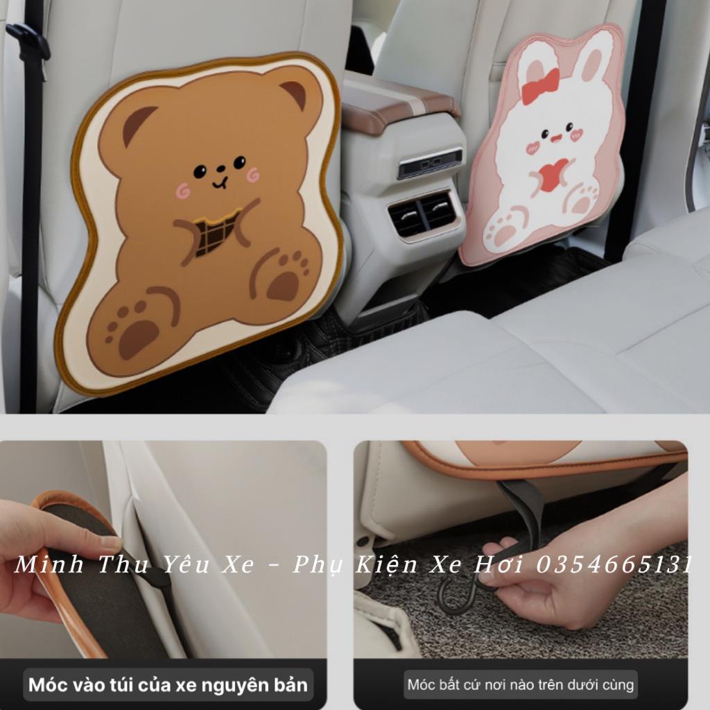 Đệm lót sau lưng ghế ô tô chống đạp bẩn trầy xước hình gấu thỏ dễ thương