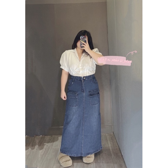 Chân váy jean bigsize co giãn 60-90kg