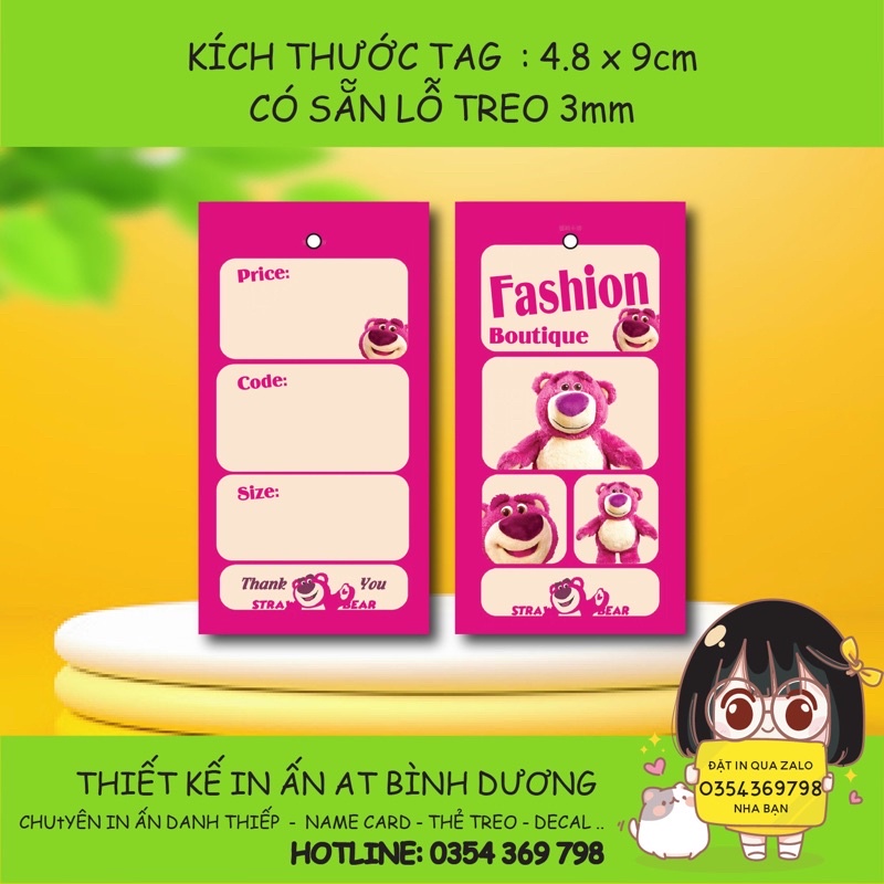 500 thẻ treo quần áo - tag giấy - tag que dài hình gấu polaroid have a cute day