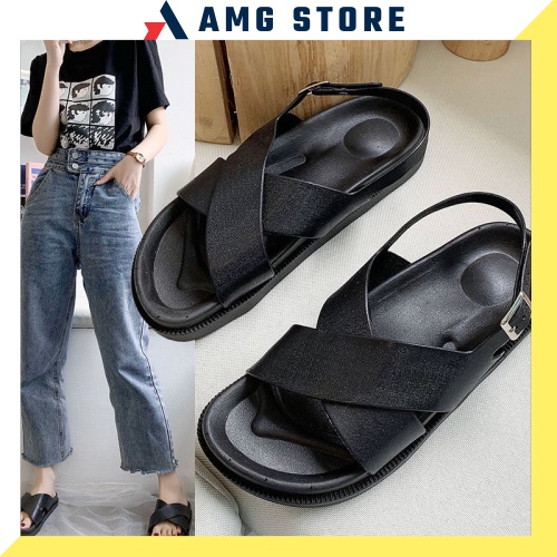 Sandal nữ, dép 2 quai ngang có quai hậu đi học, đi chơi thời trang sang chảnh đế cao su mềm dẻo A152 AMG_Official_Store