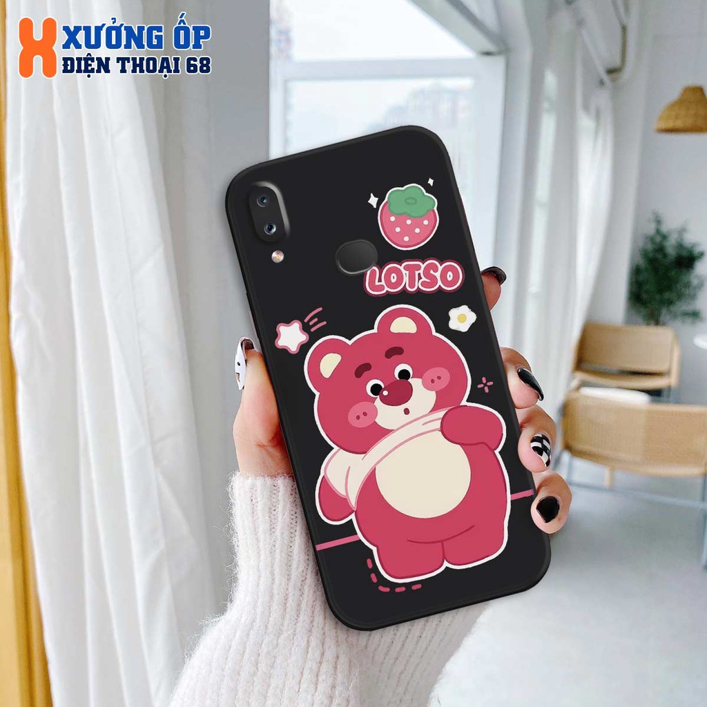 Ốp lưng Samsung A10s hình bear lotso gấu dâu, ốp silicon TPU dẻo rẻ đẹp