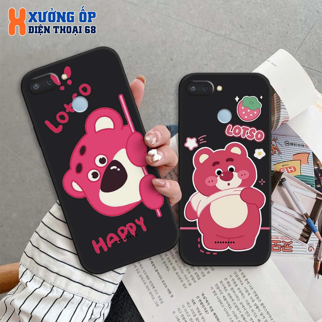 Ốp lưng Xiaomi Redmi 6 / Redmi6 hình bear lotso gấu dâu, ốp silicon TPU dẻo rẻ đẹp