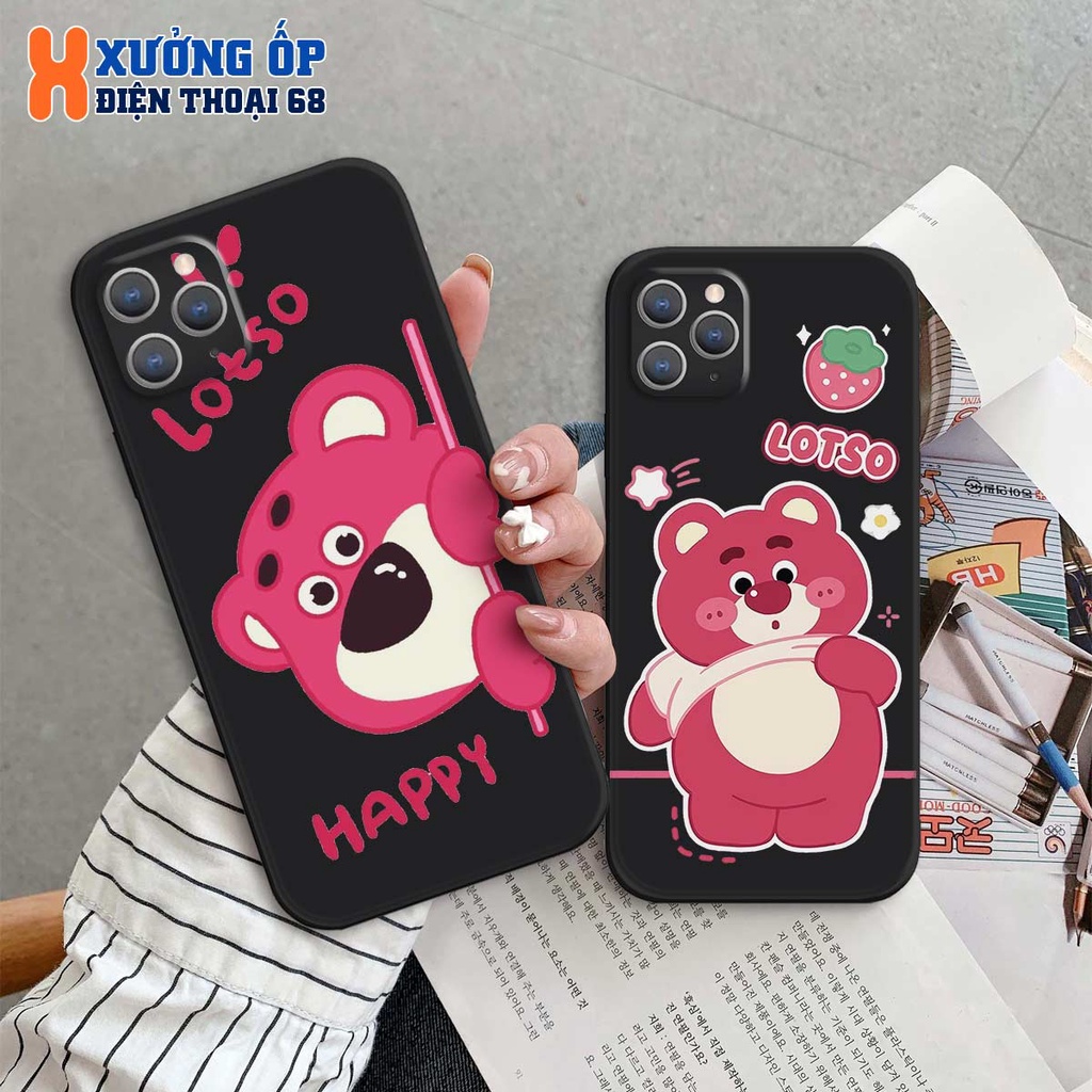 Ốp lưng iPhone 11 11Pro 11Promax Max hình bear lotso gấu dâu, ốp silicon TPU dẻo rẻ đẹp