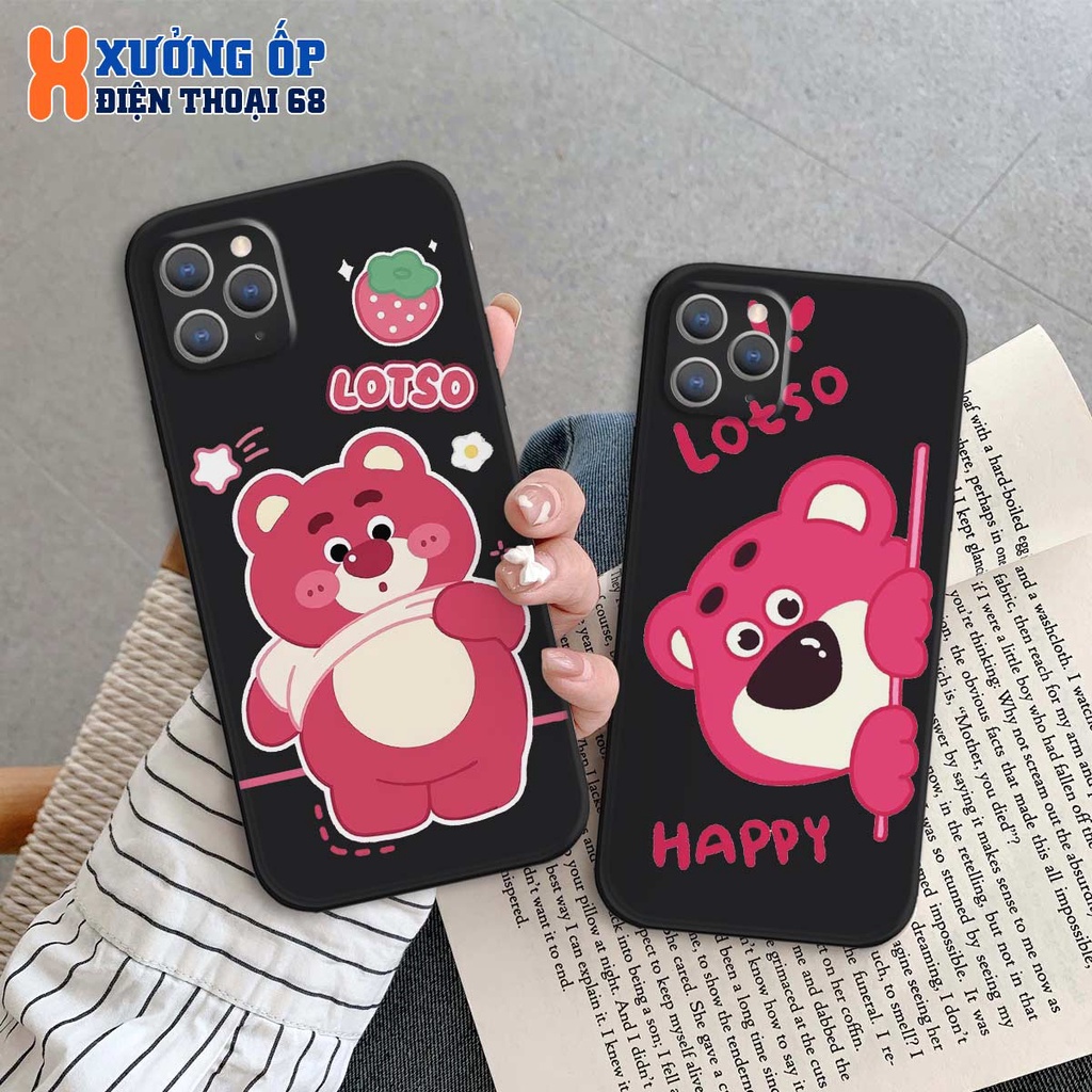 Ốp lưng iPhone 11 11Pro 11Promax Max hình bear lotso gấu dâu, ốp silicon TPU dẻo rẻ đẹp