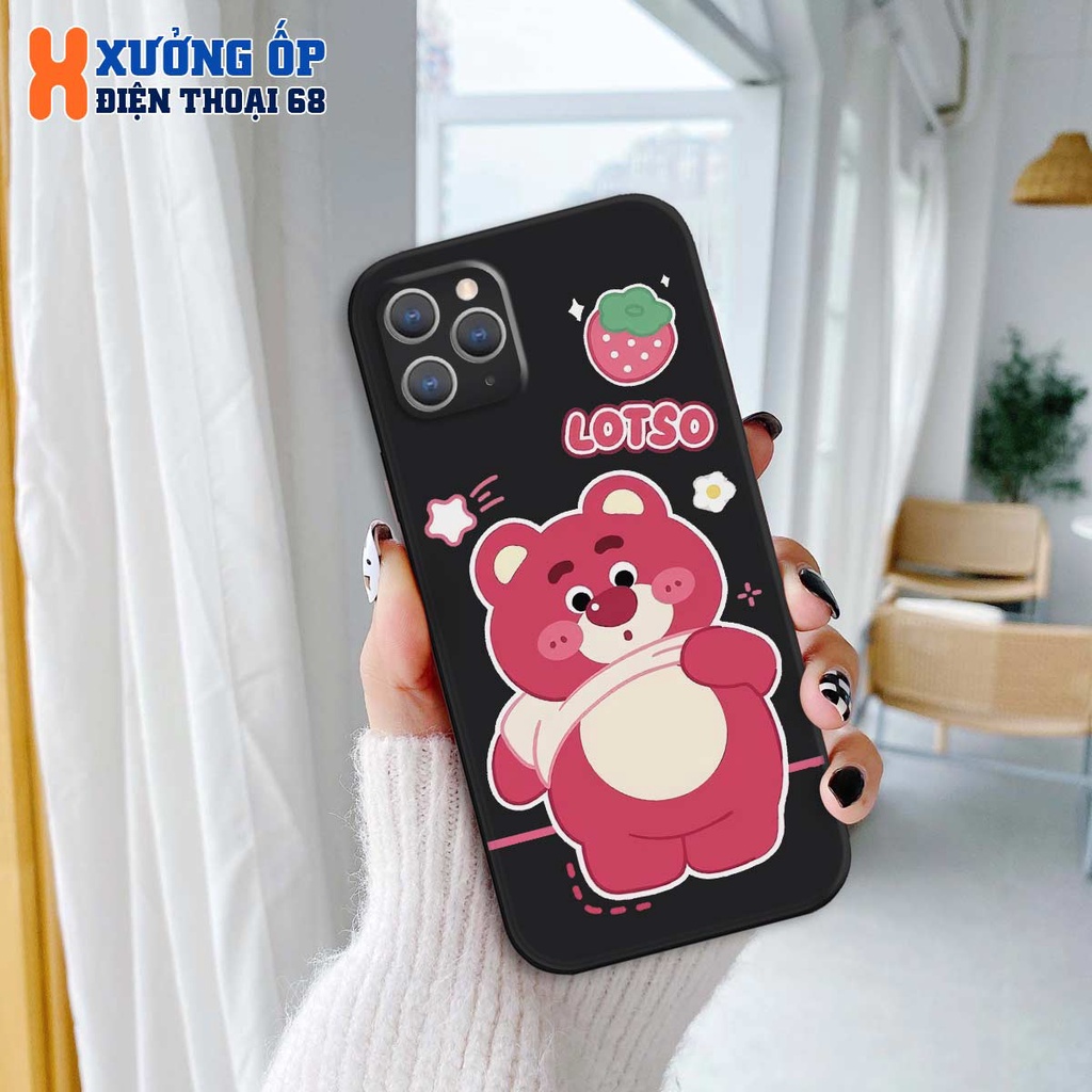 Ốp lưng iPhone 11 11Pro 11Promax Max hình bear lotso gấu dâu, ốp silicon TPU dẻo rẻ đẹp