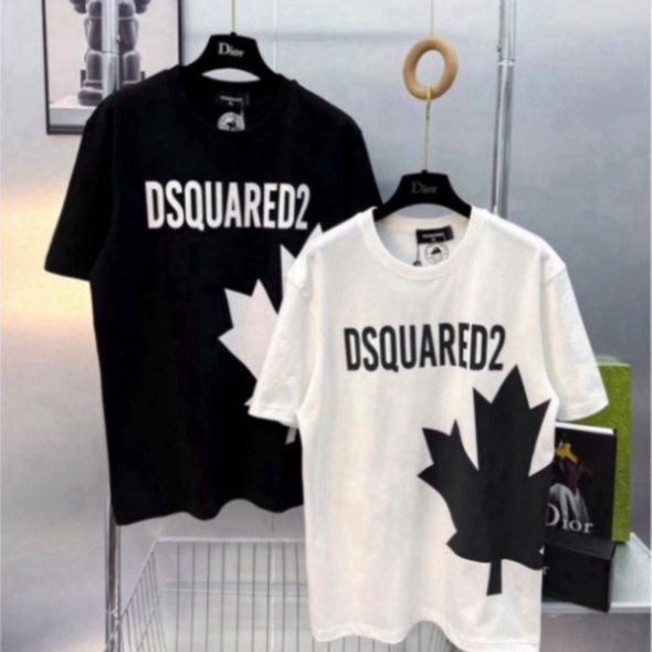 Áo Phông DSQ Nam In Logo Hình Chiếc Lá Siêu Đẹp - Áo Thun DSQ Nam In Chữ Siêu Nét Lá Chữ