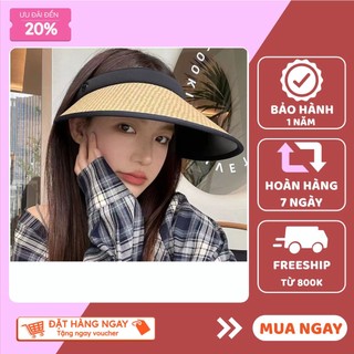 Mũ cói lưỡi trai nửa đầu, lớp vải cói chống nắng nửa đầu phù hợp đi biển, du lịch