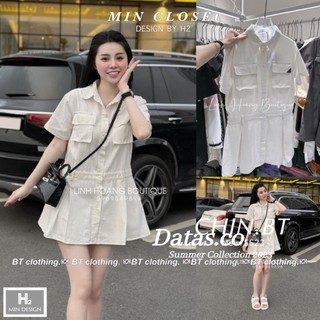 Đầm sơ mi dáng xoè túi hộp Datasco