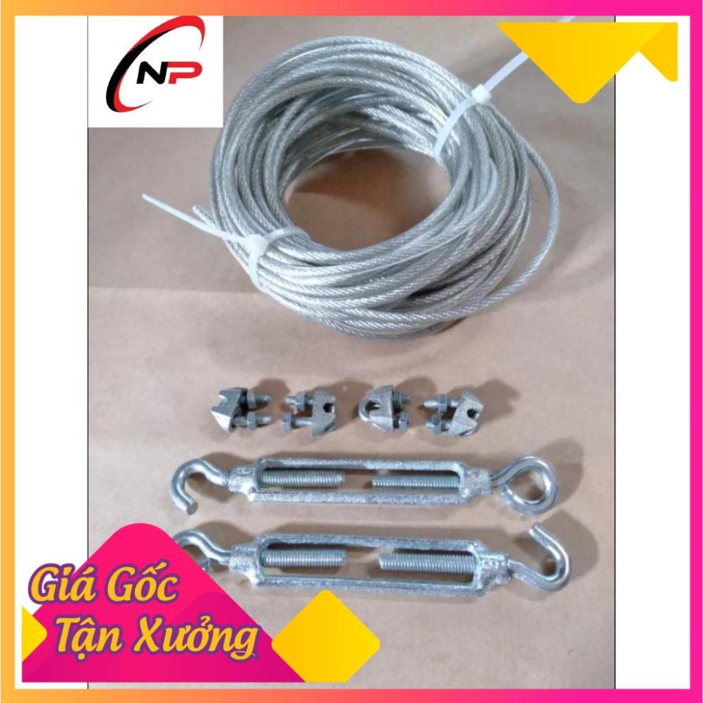 10 Mét Cáp Bọc nhựa 4mm tặng kèm 1 tăng đơ,2 ốc siết cáp.Làm dây phơi quần áo chống hoen rỉ. CÁP XÍCH MIỀN BẮC