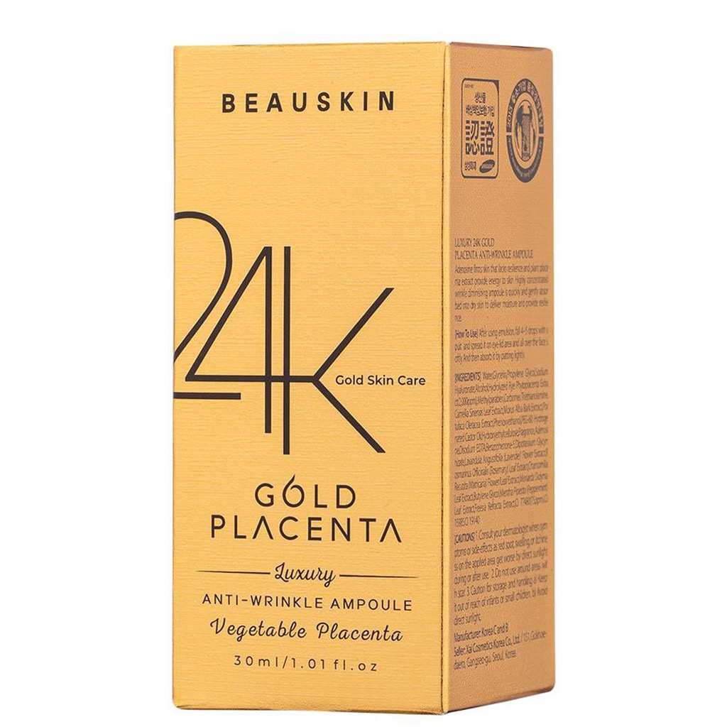 Tinh Chất Serum 24K Chống Nhăn Beauskin Luxury 24K Gold Placenta Anti-Wrinkle Ampoule 30ml