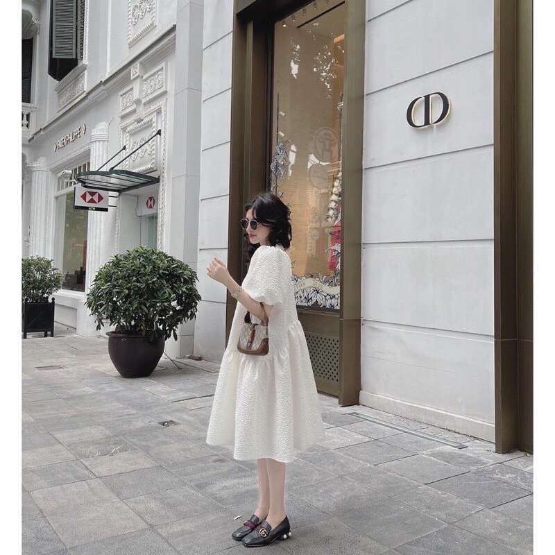 Váy bầu dáng babydoll chất liệu xốp nhẹ sang chảnh M41