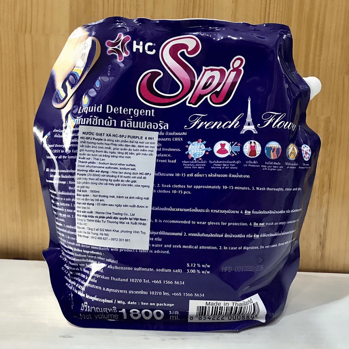 SALE Nước giặt, xả đậm đặc SPJ 06 in 01 túi 1.800ml Thái Lan