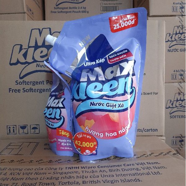 SỈ RẺ Túi nước giặt xả 5 in 1 Maxkleen 2,4kg + Tặng thêm túi 600ml