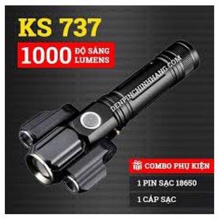 Đèn pin sạc ks-738 siêu sáng 3 bóng