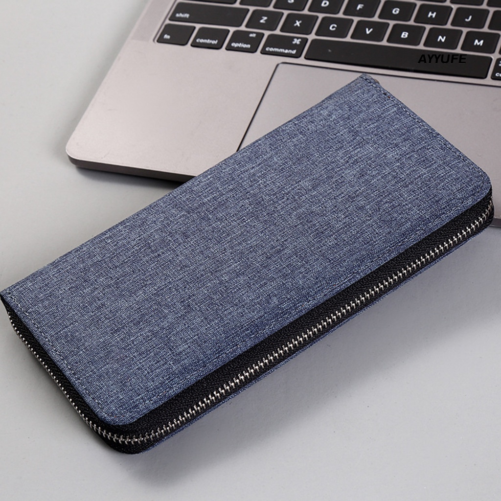 [AYYUFE] Ví Cầm Tay Nhiều Ngăn Đựng Thẻ Bằng Vải Canvas Có Dây Kéo Sức Chứa Lớn Phong Cách Doanh