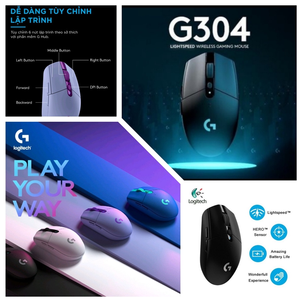 Chuột Máy Vi Tính Mouse Không Dây Logitech G304 Công Ty