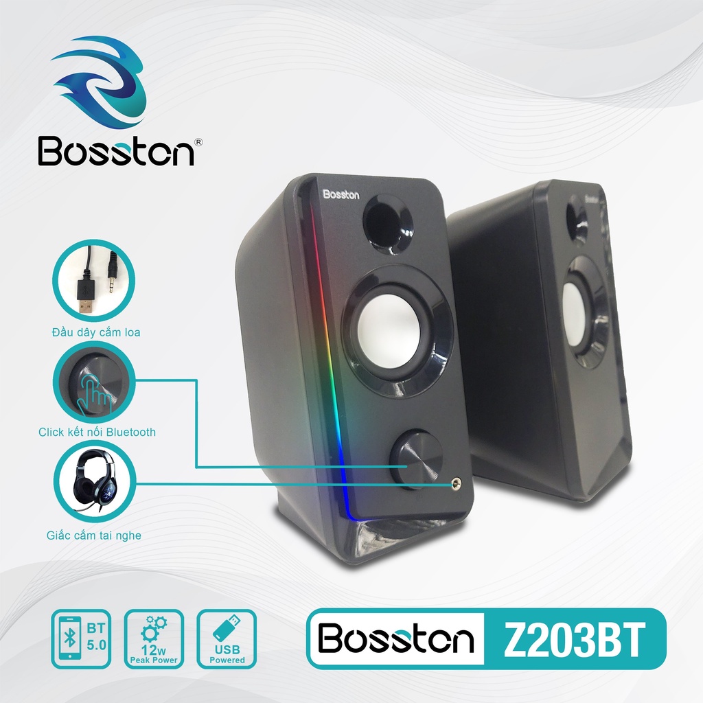 Loa Vi Tính 2.0 Bosston Z203bt Bluetooth Led Rgb