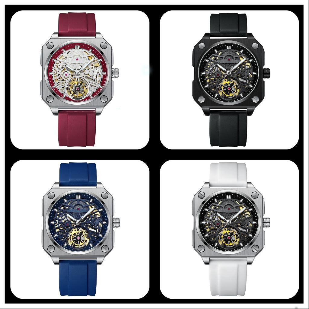 Đồng hồ nam cơ lộ đáy chính hãng BinBond 2211 viền dây thép 316L tích cót 36 tiếng mặt lộ tim chống nước BH 12T .