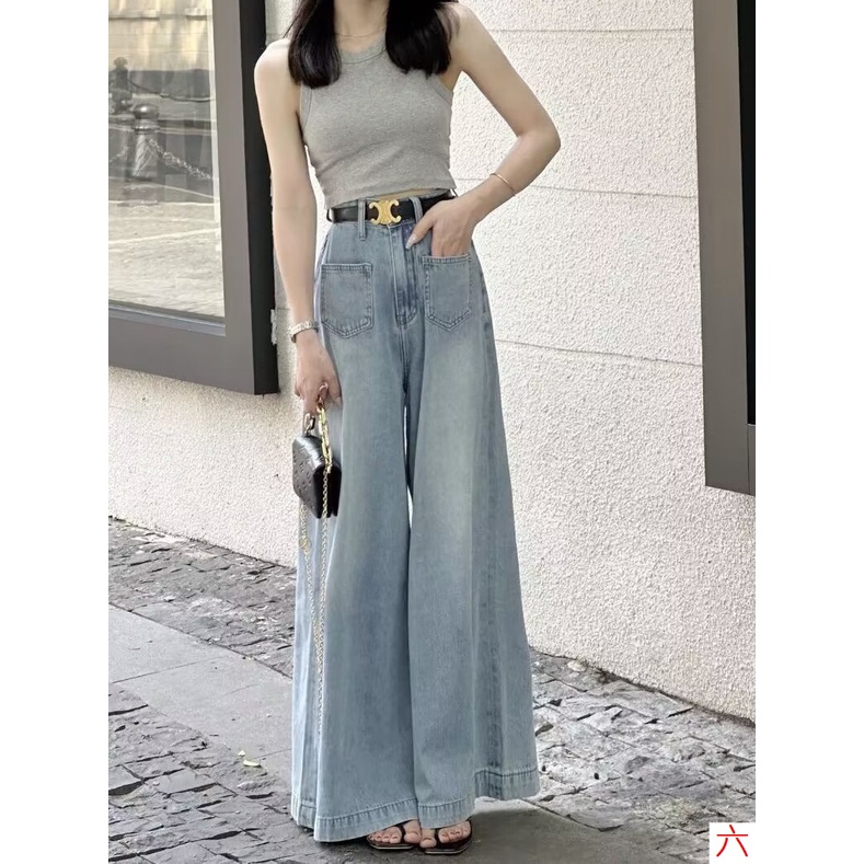 Chân Váy Jeans Lưng Cao Ống Loe Màu Sắc Tươi Sáng Thời Trang Mùa Hè Cho Nữ Có Size Lớn