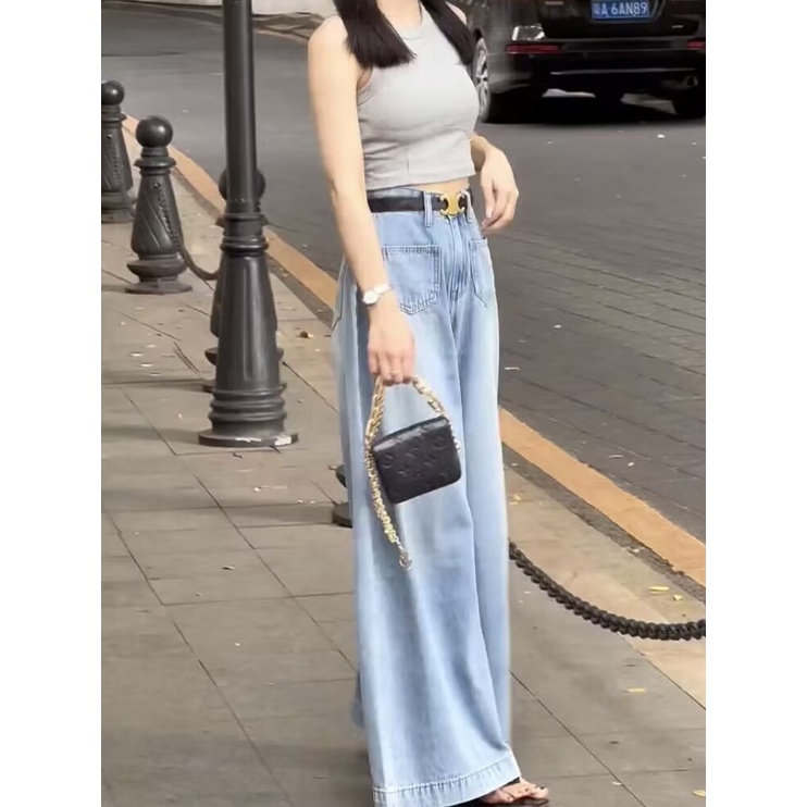 Chân Váy Jeans Lưng Cao Ống Loe Màu Sắc Tươi Sáng Thời Trang Mùa Hè Cho Nữ Có Size Lớn