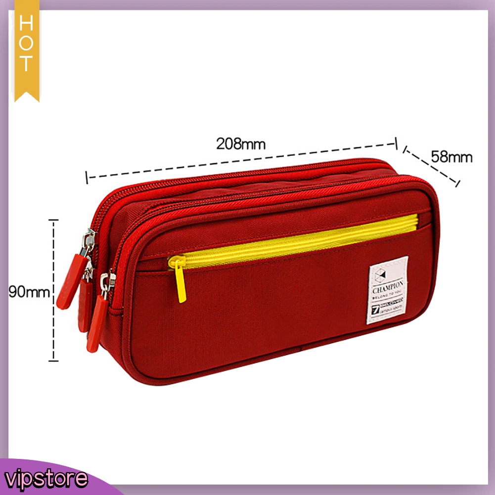 Multifunction Double Layer Zipper Pencil Case Pen Bag Stationery Storage Pouch