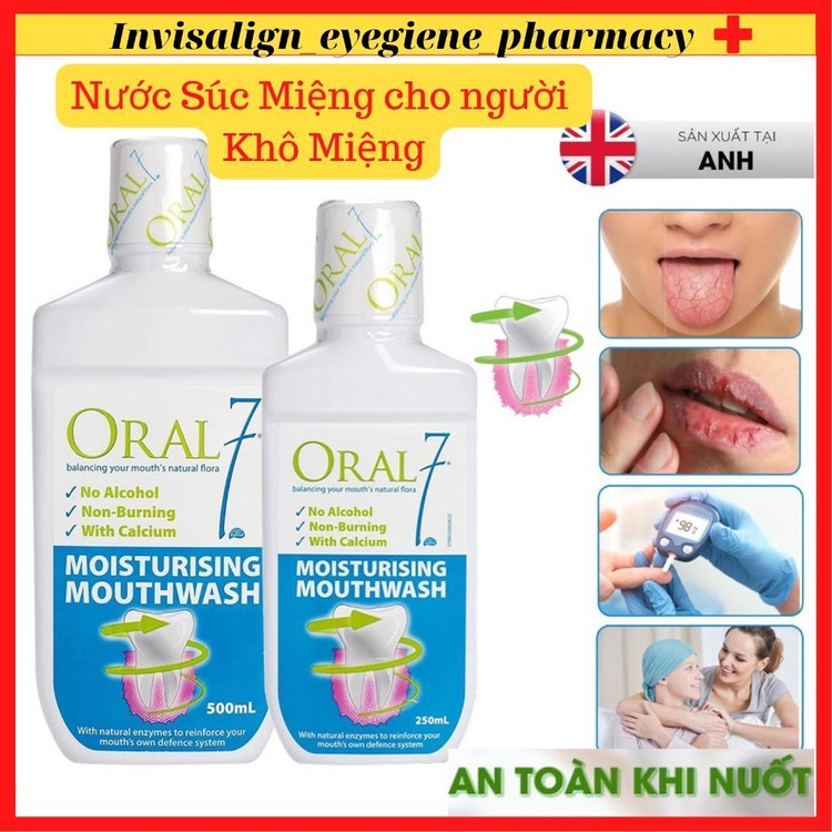 [Khô Miệng, Viêm Lợi] Nước súc miệng giữ ẩm cho người khô miệng, viêm lợi Oral7 Moisturising Mouthwash (250ml/500ml)