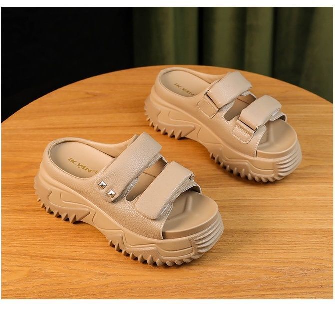 Xăng đan Da Đế Dày 5~7.5Cm Thời Trang Mùa Hè 2023 Cho Nữ