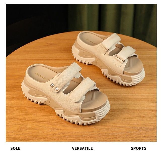 Xăng đan Da Đế Dày 5~7.5Cm Thời Trang Mùa Hè 2023 Cho Nữ