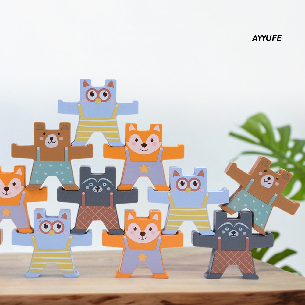 Bộ 12 Khối Gỗ Xếp Chồng Lên Nhau In Hình Gấu Cho Bé