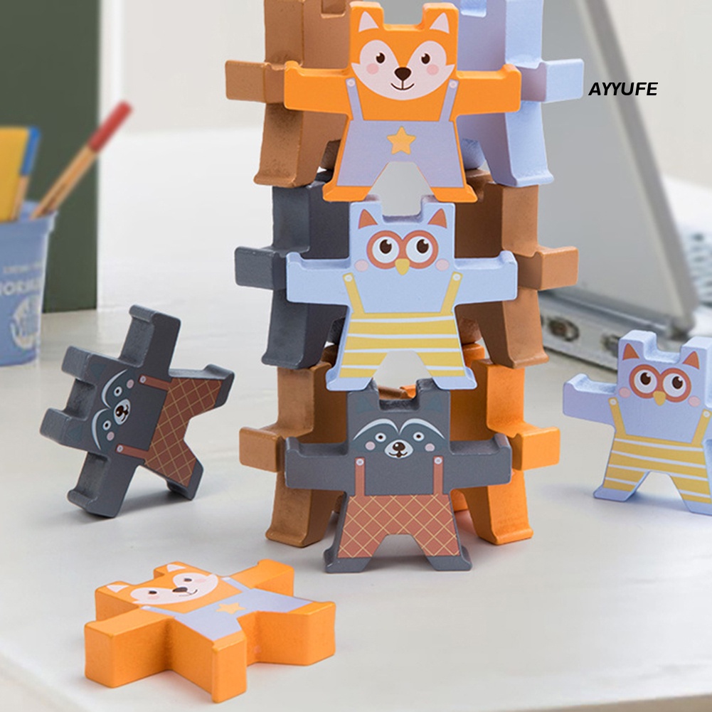 Bộ 12 Khối Gỗ Xếp Chồng Lên Nhau In Hình Gấu Cho Bé