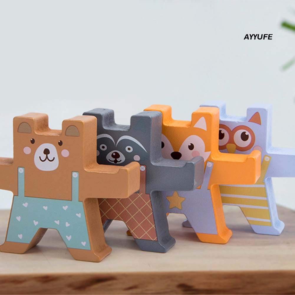 Bộ 12 Khối Gỗ Xếp Chồng Lên Nhau In Hình Gấu Cho Bé