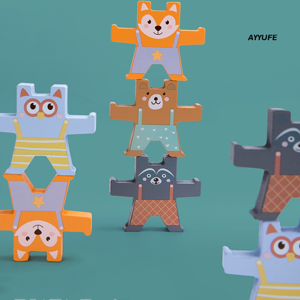 Bộ 12 Khối Gỗ Xếp Chồng Lên Nhau In Hình Gấu Cho Bé