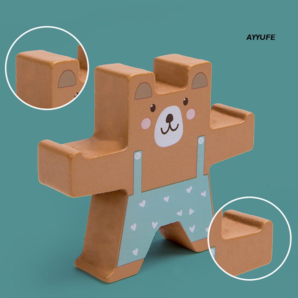 Bộ 12 Khối Gỗ Xếp Chồng Lên Nhau In Hình Gấu Cho Bé