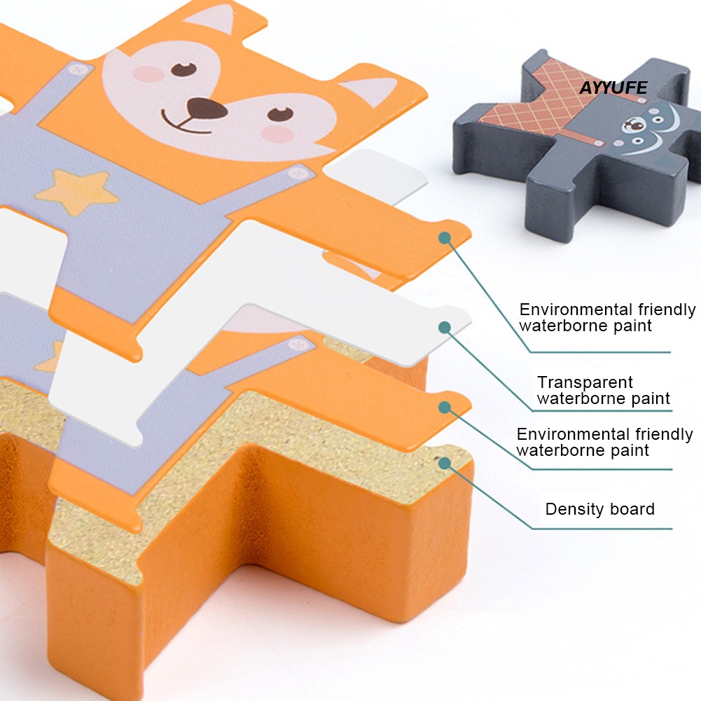 Bộ 12 Khối Gỗ Xếp Chồng Lên Nhau In Hình Gấu Cho Bé