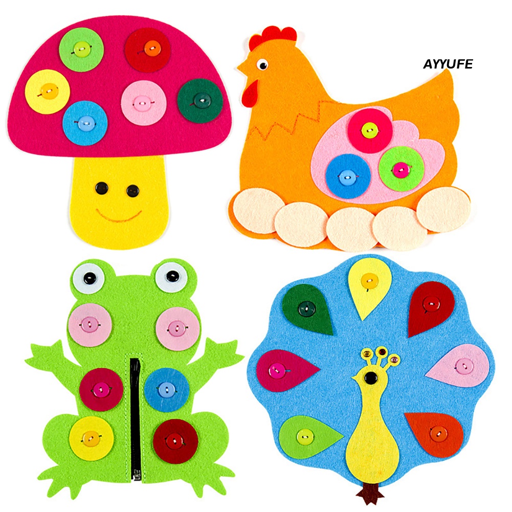 Bảng Đồ Chơi Lắp Ráp MT * Bằng Vải Không Dệt Hình Động Vật Dễ Thương Có Khóa Kéo DIY