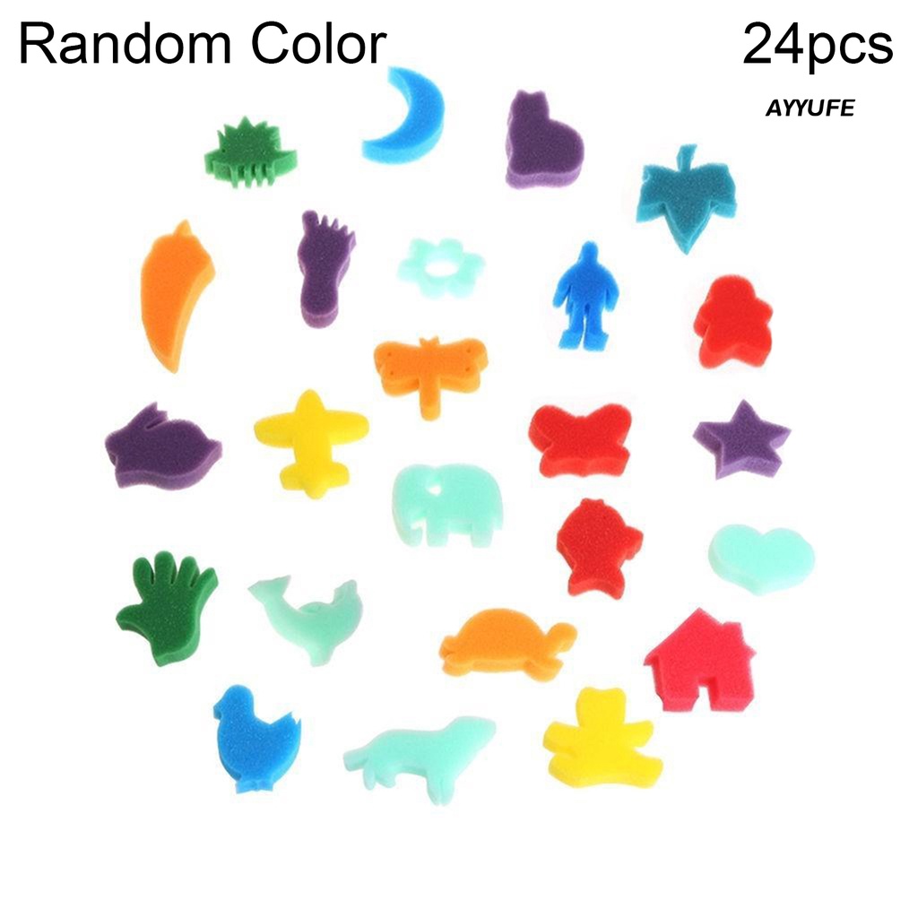 Set 24 Miếng Bọt Biển Hình Các Con Vật Cho Bé Tập Vẽ