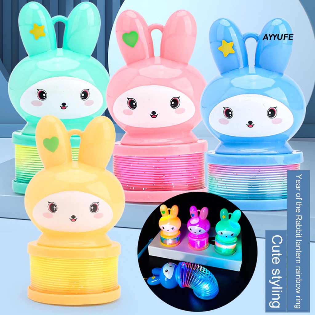 Mt * Vòng Lò Xo Hình Thỏ Hoạt Hình Có Đèn Lồng Tích Hợp Pin Nhỏ Gọn