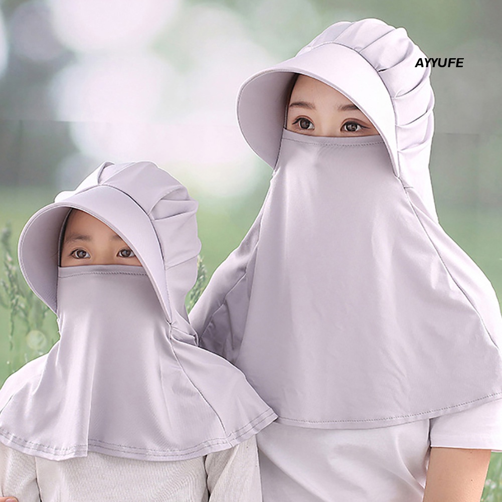 Mũ Rộng Vành Che Cổ Chống Tia UV Màu Trơn Có Thể Gập Lại Dành Cho Người Lớn Và Trẻ Em