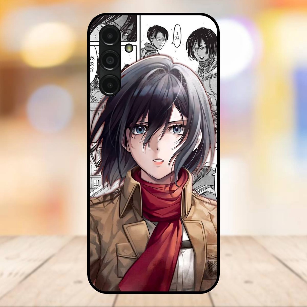 Ốp lưng điện thoại Samsung A14 5G viền đen Mikasa Ackerman Attack On Titan