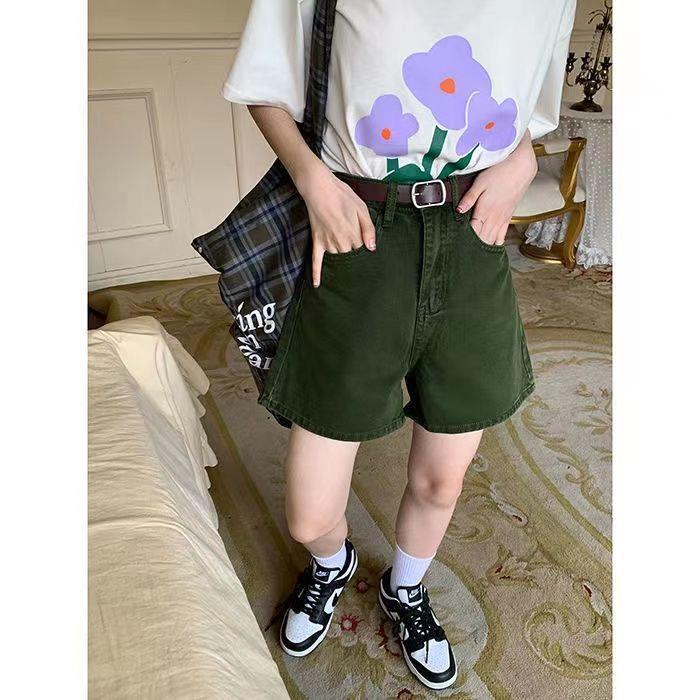 Quần Short Denim Lưng Cao Ống Rộng Phong Cách Retro Mùa Hè Mới Cho Nữ