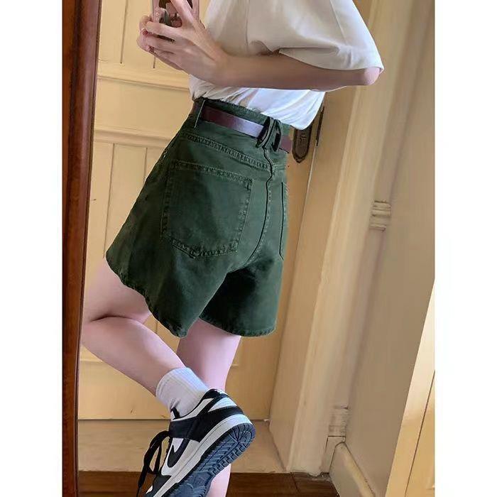 Quần Short Denim Lưng Cao Ống Rộng Phong Cách Retro Mùa Hè Mới Cho Nữ
