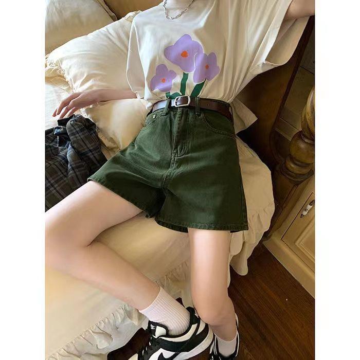 Quần Short Denim Lưng Cao Ống Rộng Phong Cách Retro Mùa Hè Mới Cho Nữ