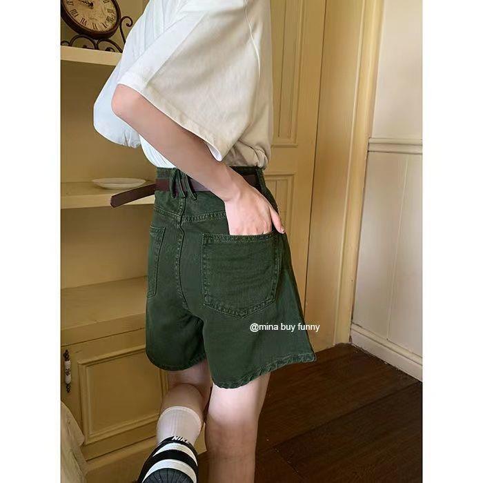 Quần Short Denim Lưng Cao Ống Rộng Phong Cách Retro Mùa Hè Mới Cho Nữ