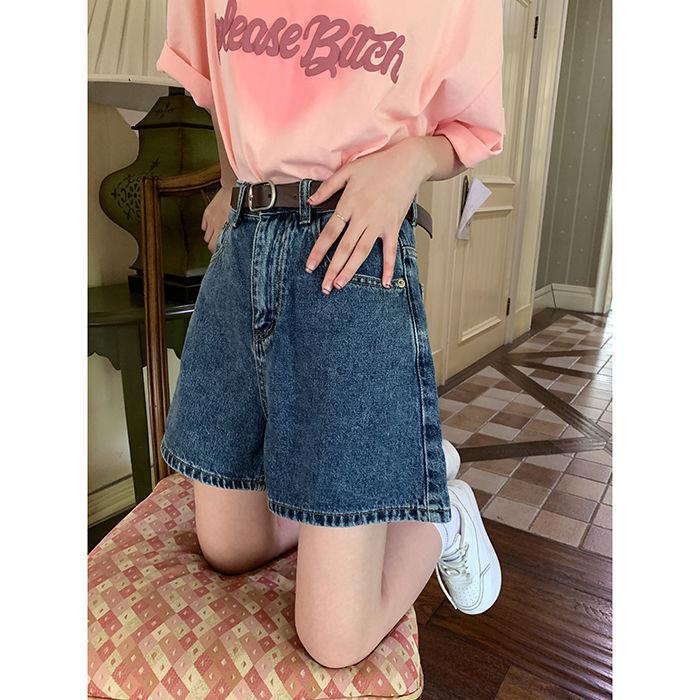 Quần Short Denim Lưng Cao Ống Rộng Phong Cách Retro Mùa Hè Mới Cho Nữ