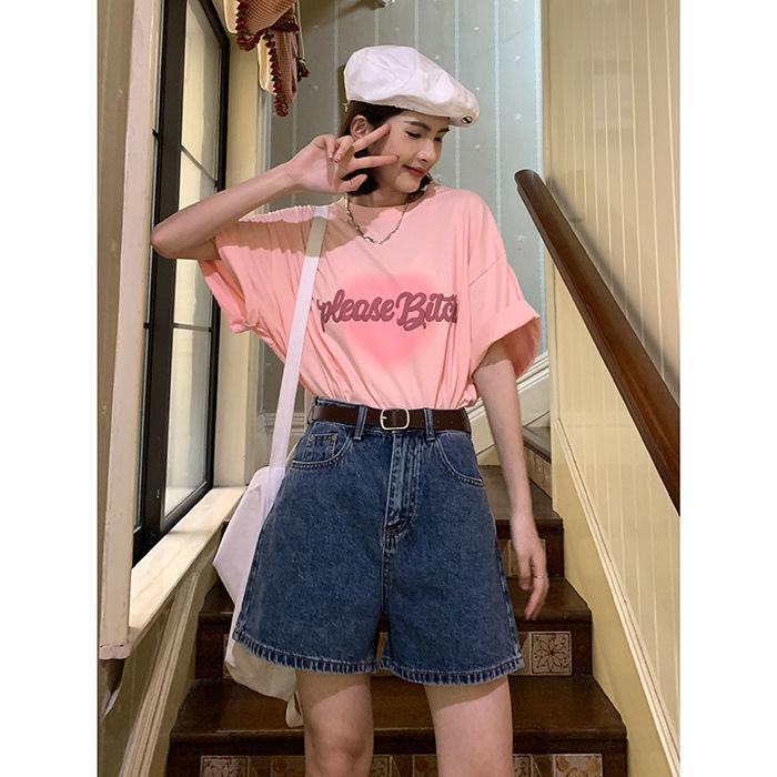 Quần Short Denim Lưng Cao Ống Rộng Phong Cách Retro Mùa Hè Mới Cho Nữ